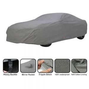 Body Cover for XUV-500 Water Resistant Polyester Fabric with Mirror Pocket Slots_Grey